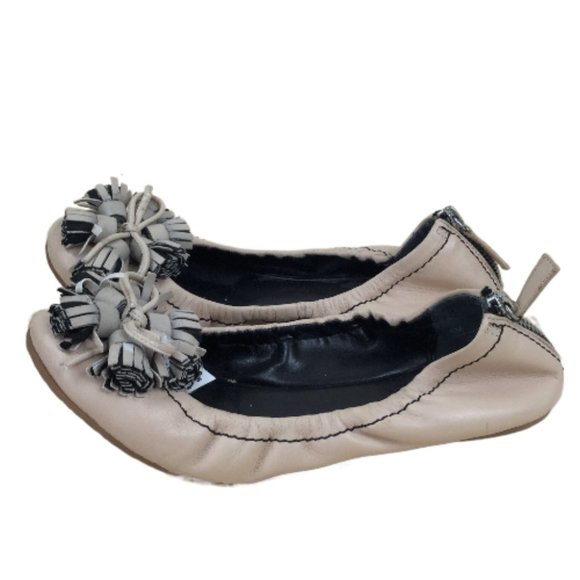 Halogen Nude Tassel Ballet Leather Flats 8 - Picture 1 of 10